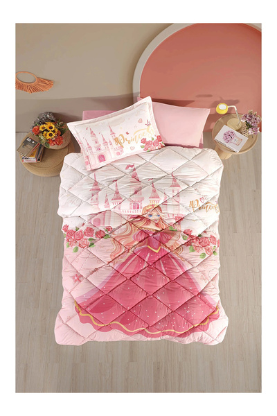 Clasy Ranforce 100% Памук Единичен комплект за завивка Princess V1 Пудра