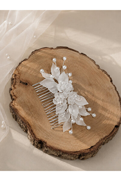 EL YAPIMI Bridal Crown with Pearls and Beads, Bridal Accessory, Bun Hairpin