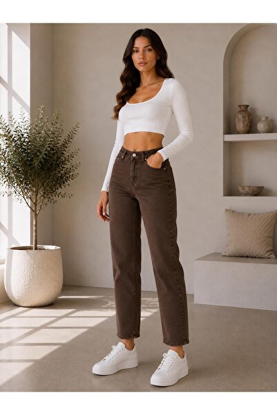 Echo&Ember Pantaloni Mom Jean cu talie înaltă pentru femei