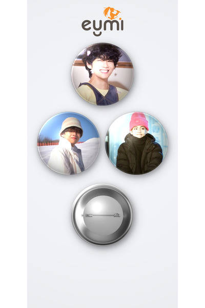 Eymi Design BTS Kim Taehyung V 3'lü Metal Rozet Seti 58mm İğneli Buton Çanta ...