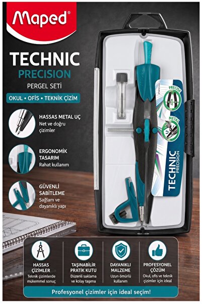 Artlantis Metal Hassas Pergel Seti 3 Parça 1 Adet Maped 291010 Technic Precis...
