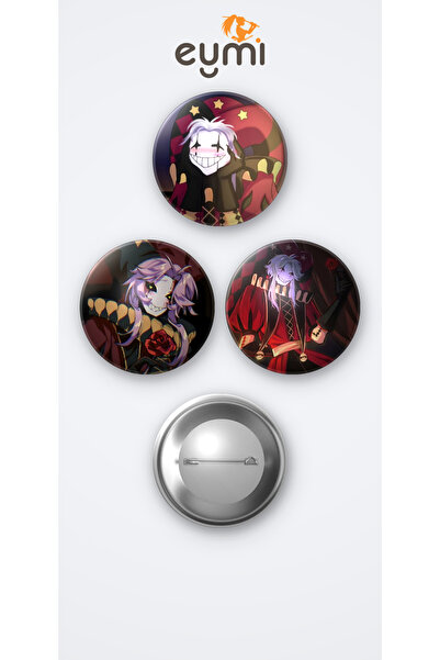 Eymi Design The Freak Circus Pierrot 3'lü Metal Rozet Seti 58mm İğneli Buton ...