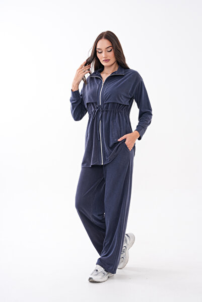 Mega Life Front Robali Pocketed Zippered Pique Modal Suit