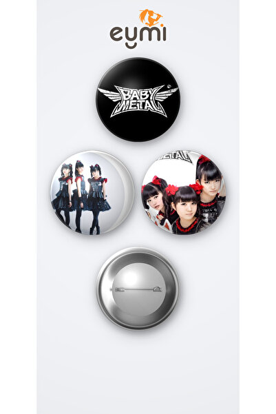 Eymi Design Babymetal 3'lü Metal Rozet Seti 58mm İğneli Buton Çanta Yaka Rozeti