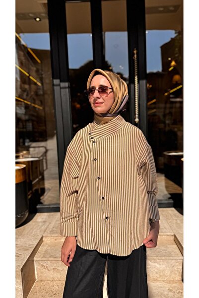 QOOQ STORE 26SS236 Lina Kadın Gömlek ÇİZGİLİ