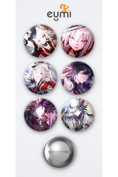 Eymi Design Honkai Star Rail Sparxie Oyun ve Ashveil Oyun 6'lı Metal Rozet Se...