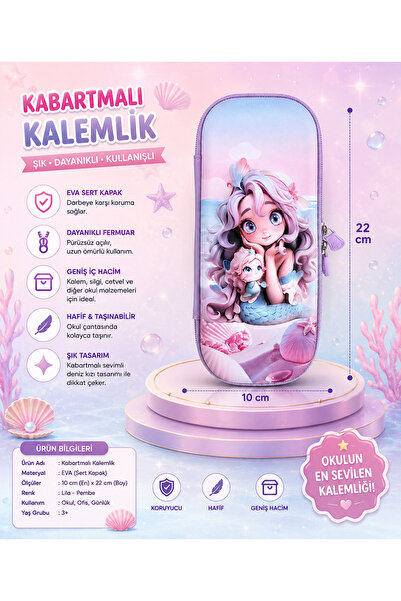 Linea 3D Kabartmalı Orta Boy Çift Fermuarlı Kalemlik