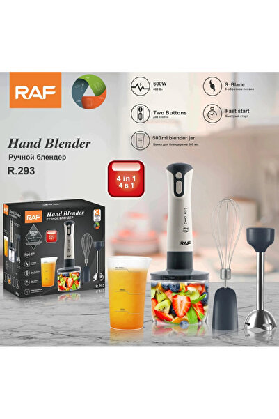 RAF Blender de mână profesional, RAF, 4 în 1, Recipient de 500 ml, Tel, Tocăt...