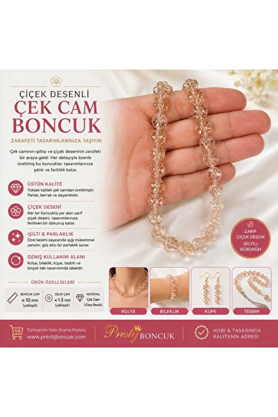 Prestij Boncuk Flower Patterned Czech Glass Beads (10 mm)