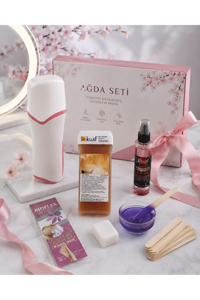 Kuaf Naturel Kartuş Ağda Seti -Ağda Makinası+Kartuş Ağda+Ağda Yağı+Ağda Bezi+...