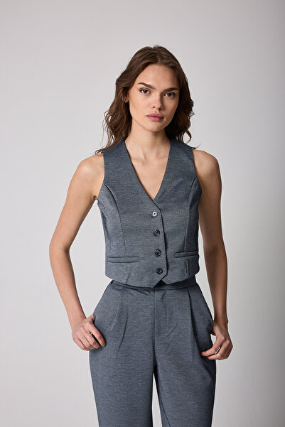 urban wear URBAN KADIN LACİ Düğmeli Yelek-2515-U