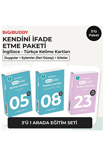 Bigibuddy Wordsbuddy Turkish English Word Cards Self-Expression 90 Cards Set ...