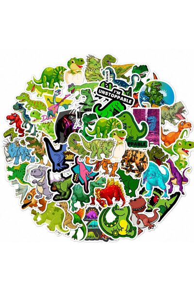 Flippy Set of 50 Decorative Stickers, Flippy, Cartoon Dinosaur Patterns, Wate...