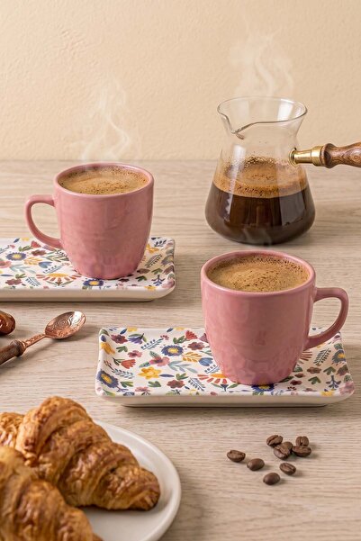 Rivaİstanbul Pink Keraart Springtime Natural Stone Coffee Presentation Set fo...