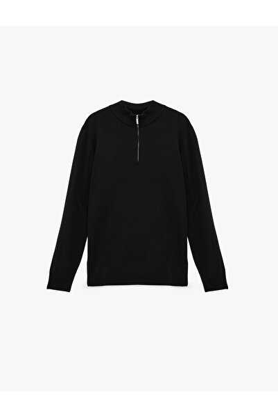 Koton Long Sleeve Viscose Half-Zip Knit Sweater