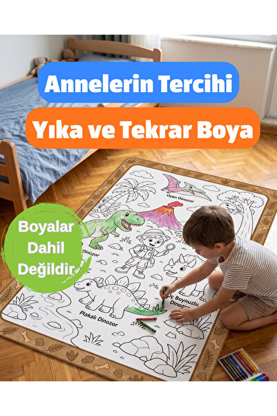 Nizal Home Eğitici Yıkanabilir Tekrar Boyanabilir Çocuk Odası Oyun Matı Boyam...