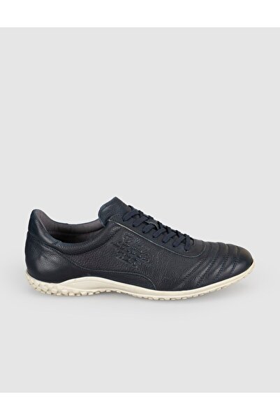 Cabani Men's Navy Blue Genuine Leather Padel Casual Shoes