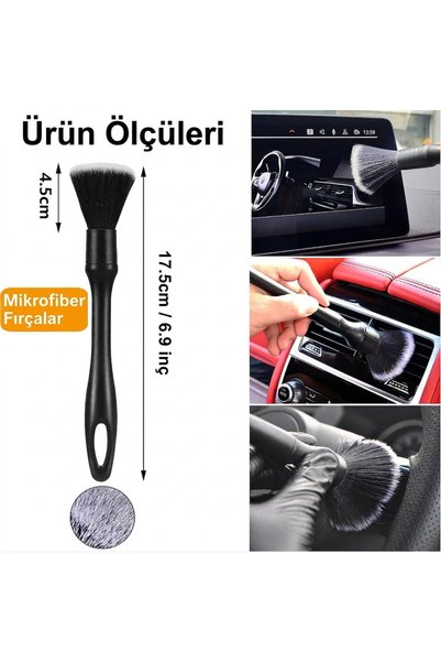 Modifiyum Premium Fırça Seti 3'lü Araba Motor Jant Klima Havalandırma Detaylı Temizlik Fırçası