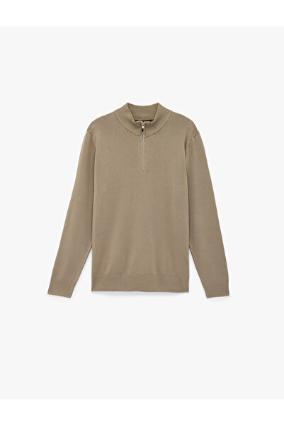 Koton Long Sleeve Viscose Half-Zip Knit Sweater
