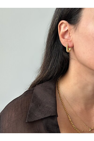 ringbox Gold Square Small Stone Earrings