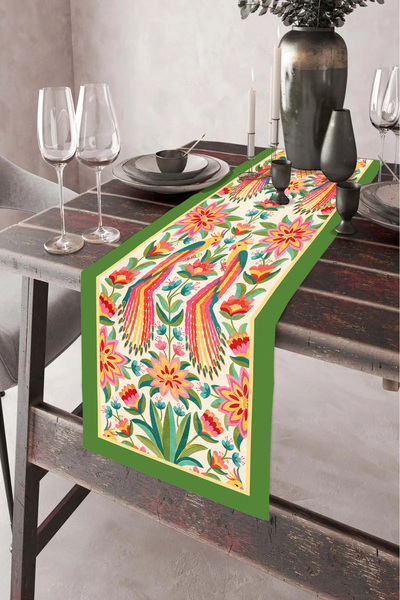 DEKOMOD 40X140Cm Woven Stain-Resistant Printed Thai Feather Fabric Tablecloth...