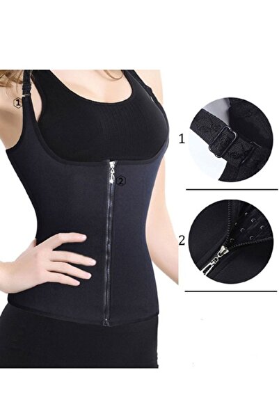SIKS Corset tip vestă din neopren pentru slăbit, cu închidere dublă