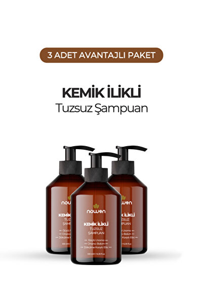Nowen 3'lu Kemik İlikli Tuzsuz Saç Şampuanı