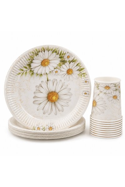 Doğasüs Papatya Temalı Tabak Bardak Set 8 li