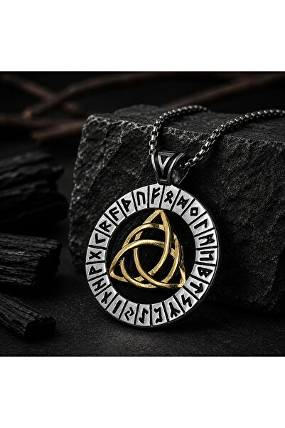 voyageaccessory Stainless Steel Runic Symbols Norse Triquetra Mythological Vi...