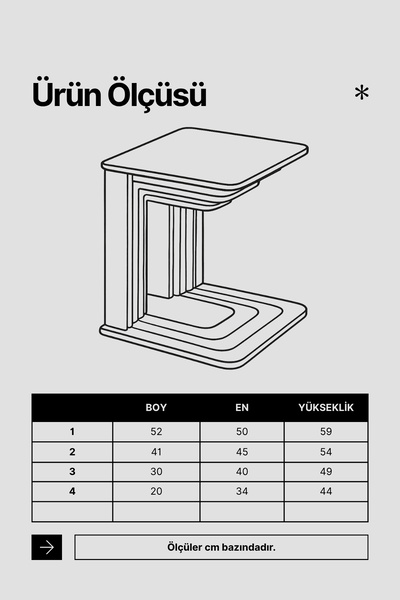 Skandi homeworks Arc 4’lü C Tipi Zigon Sehpa – Modern İç İçe Geçen Dekoratif Yan Sehpa Takımı