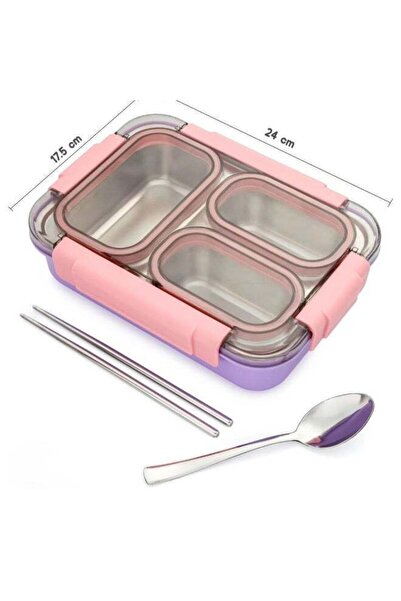 Twisoo Twisoo3 Compartment Design Sealed Leakproof High Capacity Food Container Stainless Steel Bento Lunch Box With Cutlery