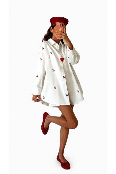 MADAME MELEK Premium Design Denim Jacket with Fruit Figure Embroidery Oversiz...