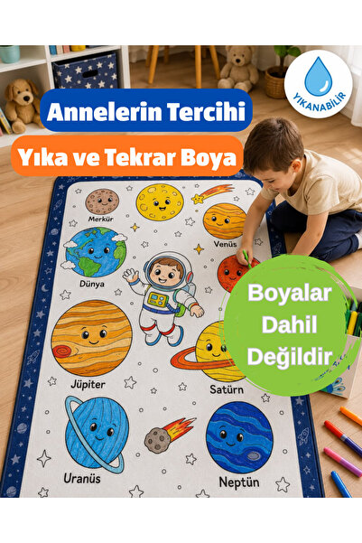 Nizal Home Eğitici Yıkanabilir Tekrar Boyanabilir Çocuk Odası Oyun Matı Boyam...