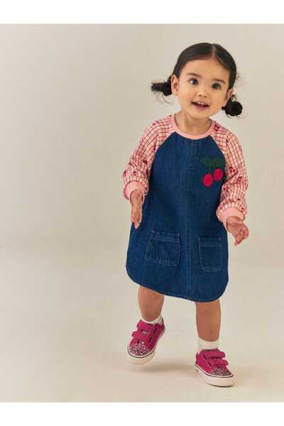 CHİCKİDSWEAR Girl's Denim Salopet Dress Long Sleeve Denim Gilet Dress