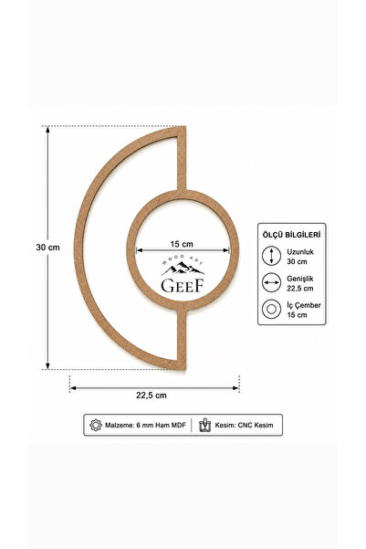 Geef Wood Art 30x22,5 CM YARIM HALKALI MAKROME KASNAK – 6 MM HAM MDF