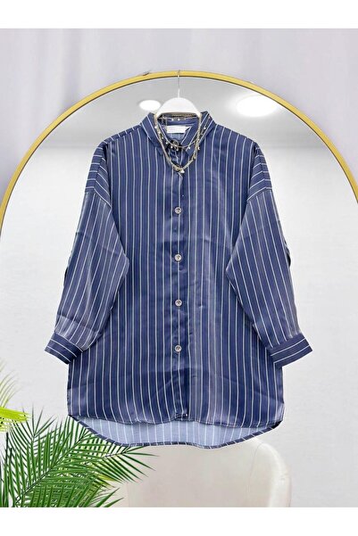 Generic Brand Casual Striped Sports Shirt [Oversize, Shiny Surface, Fits up to Standard Size 44, 75 cm Medium,]