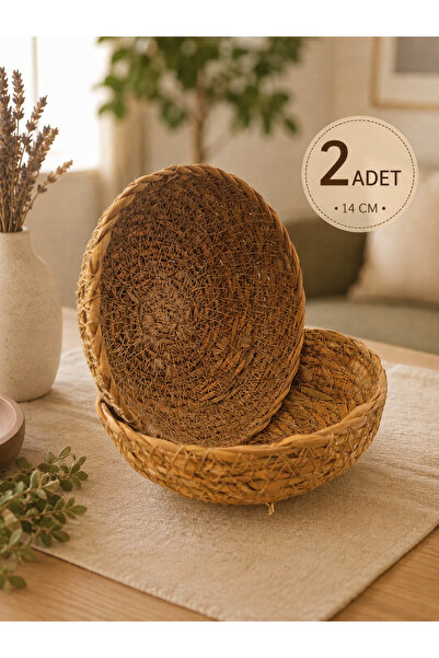 rosfloa rf Çok Amaçlı Doğal Bambu Hasır Örme Mini Kase Sepet Seti - 14 cm Mut...