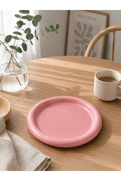 Beige & Stone Ceramic Pink Donut Breakfast Pastry Food and Dessert Serving Pl...