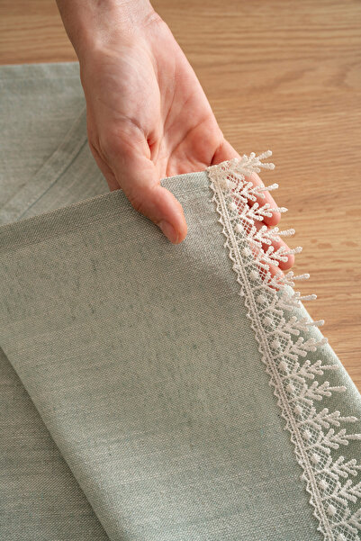 Country House Güpürlü Pamuk Runner - Soft Yeşil Renk 40x220 cm