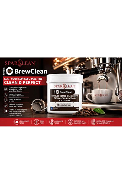 SPARKLEAN BrewClean Espresso Machine Cleaner Powder 500g Removes Coffee Oils,...
