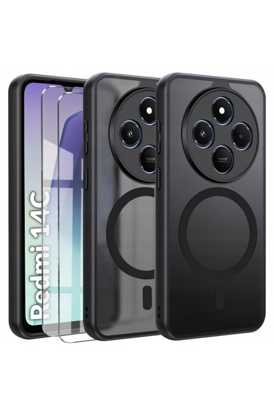 Koanni Husă MAGSAFE neagră mată pentru XIAOMI REDMI 14c + 2x sticlă