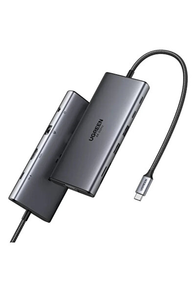 Ugreen Hub USB-C la 3x Type-C, 2x USB, HDMI, RJ45, Jack 3.5mm, VGA, TF, SD Ca...