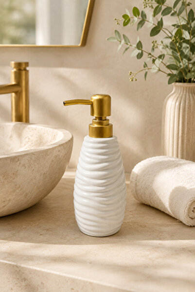 KLARHAUS Wavy Wavy Textured Premium Gold Pump Decorative Liquid Soap Dispense...