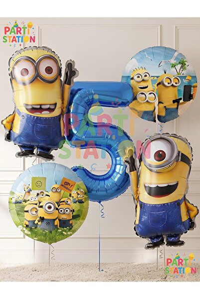 Parti Station Minions Balloon Set 5 Pieces 5 Years Old Minion Kevin and Minio...