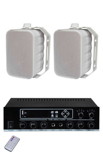 YANKI CS-2W Kafe Ses Sistemi 2 Hoparlörlü | Bluetooth Müzik Yayın Sistemi Hazır Paket