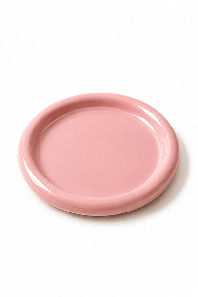 Beige & Stone Ceramic Pink Donut Breakfast Pastry Food and Dessert Serving Pr...