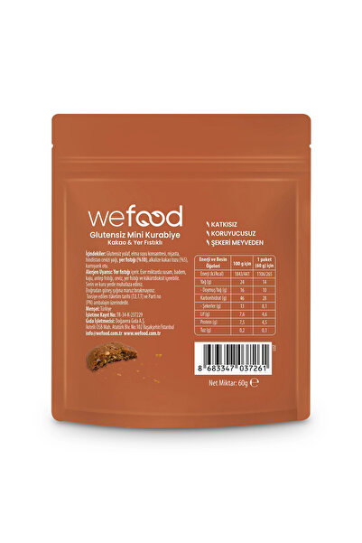 Wefood Glutensiz Mini Kurabiye Kakao & Yer Fıstıklı 60 g 5'li