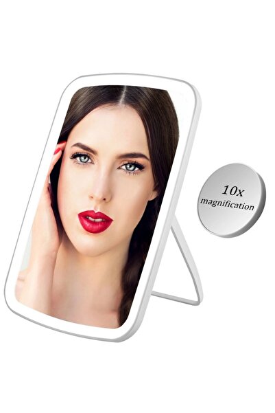 Generic Oglindă cosmetică cu iluminare LED, mărire detașabilă de 10X, 3 culor...