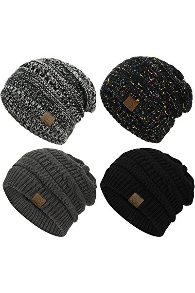 OtherMax Căciulă de Damă Tricotată Beanie, Set Cald de 4 Bucăți, Mărime Unive...