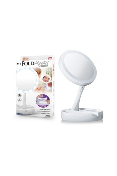 Emson Oglindă de machiaj cu LED, cu două fețe, pliabilă